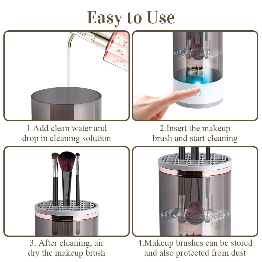 Electric Makeup Brush Cleaner Machine with Cleaning Mat – Automatic Brush Cleaner for All Brush Sizes