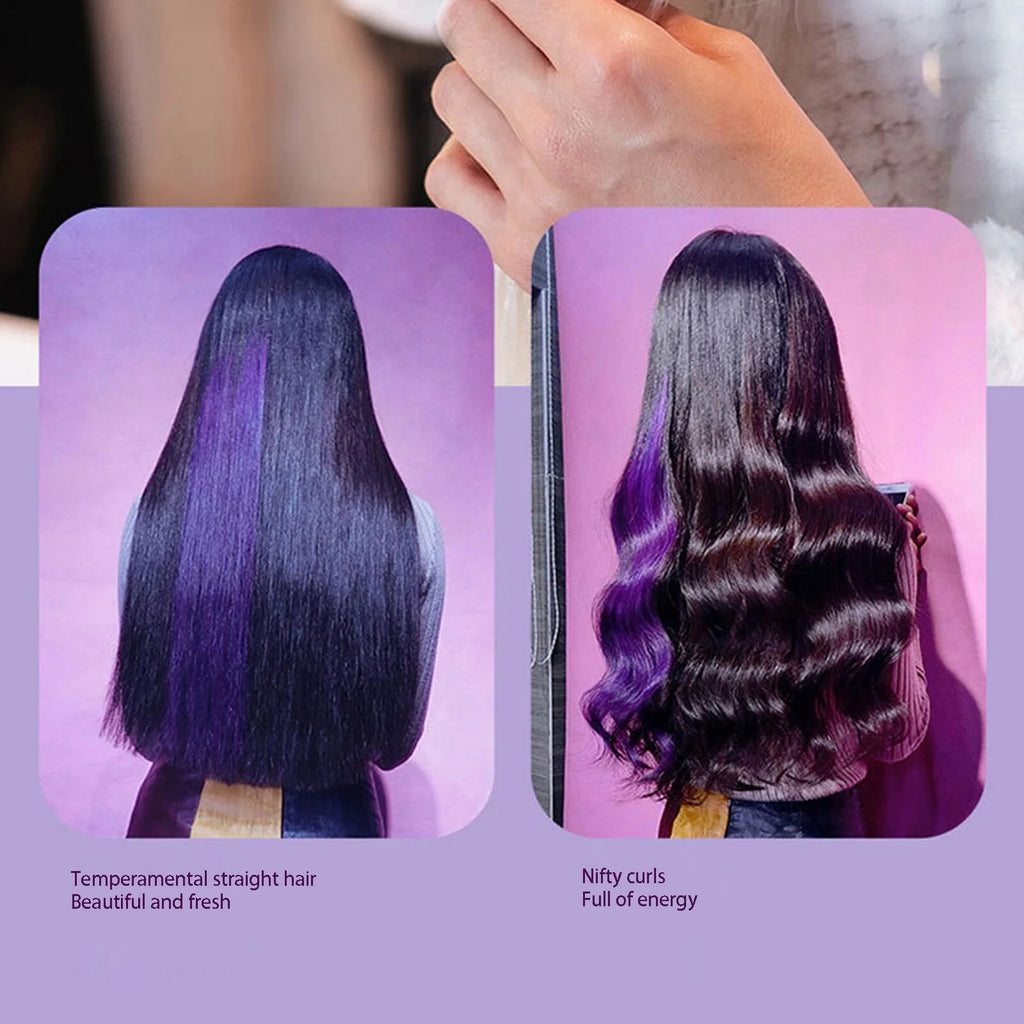 Rechargeable Mini Cordless Hair Straightener Brush – Portable Hot Comb with Negative Ions (Pink)