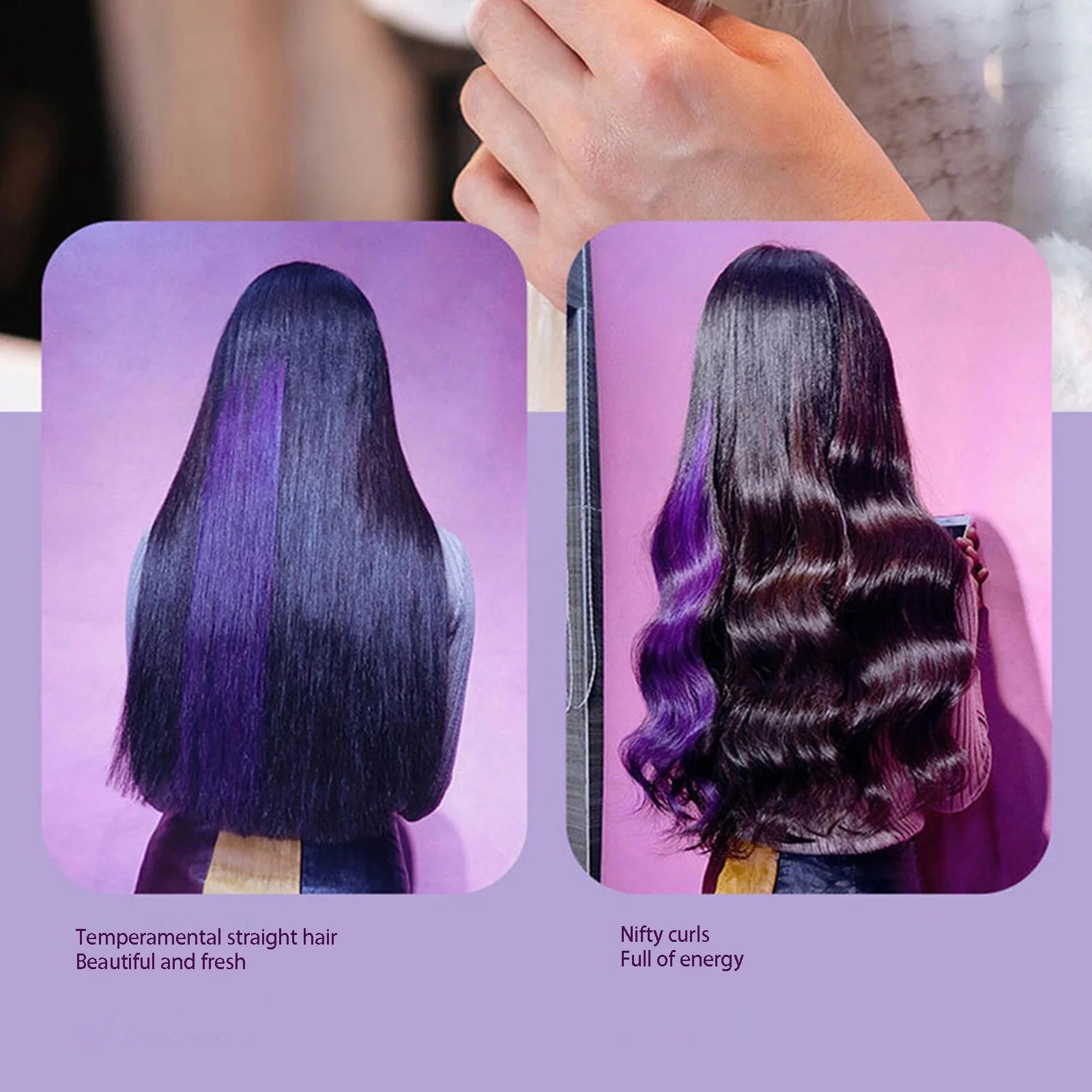 Rechargeable Mini Cordless Hair Straightener Brush – Portable Hot Comb with Negative Ions (Pink)